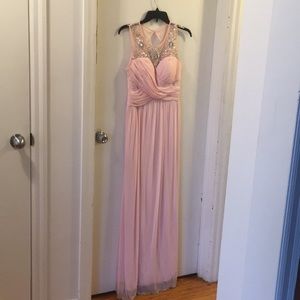 peach and silver prom dresses